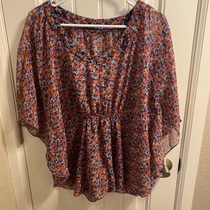 DEVOTED XL blouse top luxury apparel size XL floral sheer blouse top shirt